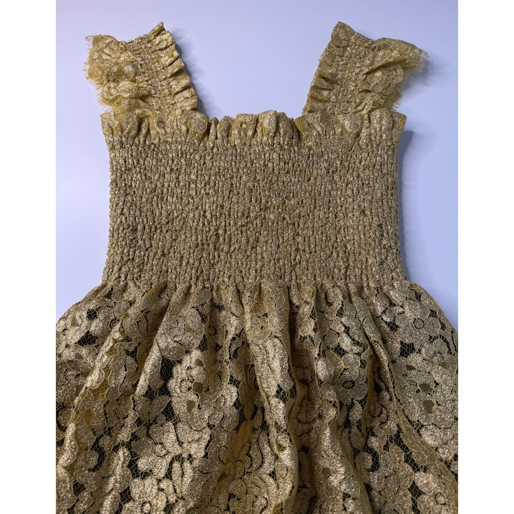 Hill House Home Collector's Edition Ellie Nap Dress Small Gold Metallic Lace NWT - Picture 9 of 15